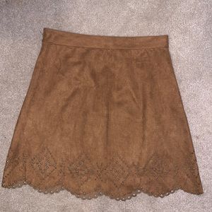 Cutout suede skirt